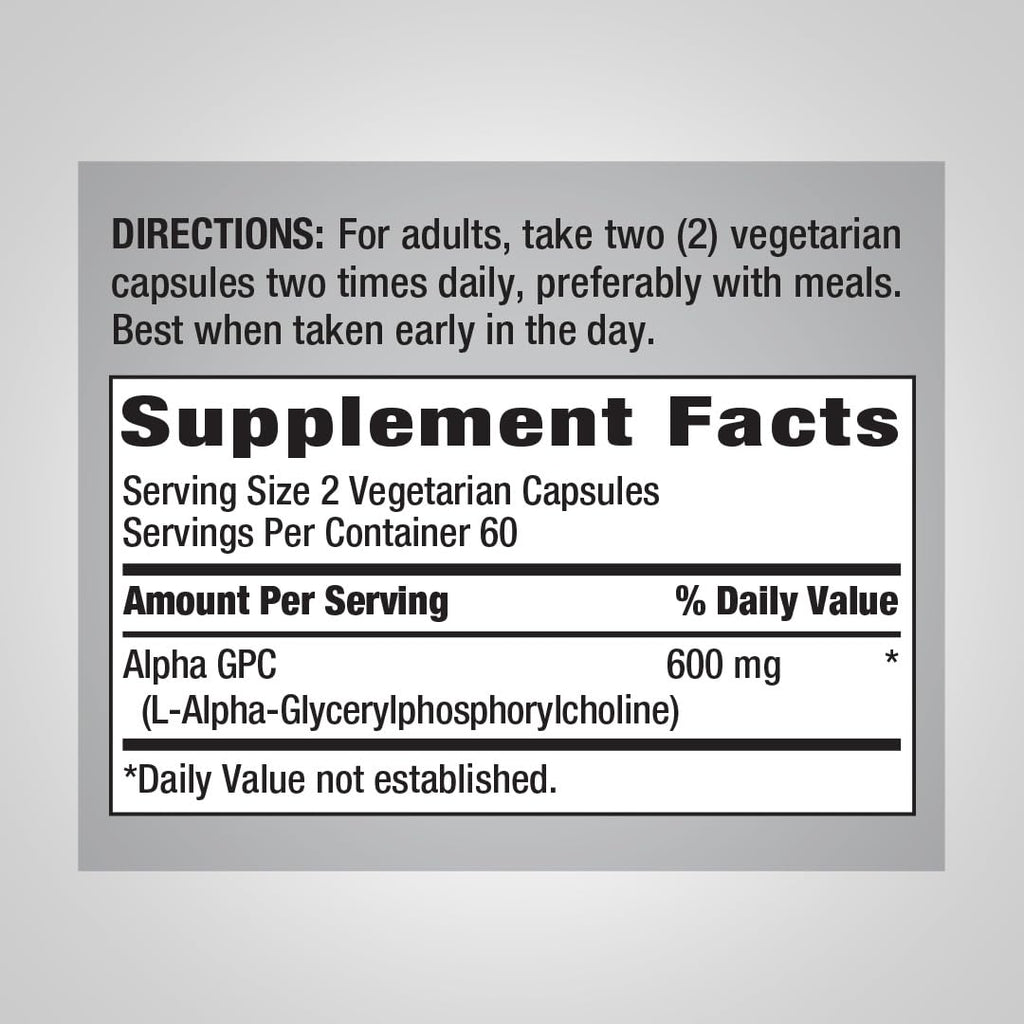 Piping Rock Alpha GPC 600 mg | 120 Capsules
