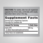 Piping Rock Alpha GPC 600 mg | 120 Capsules