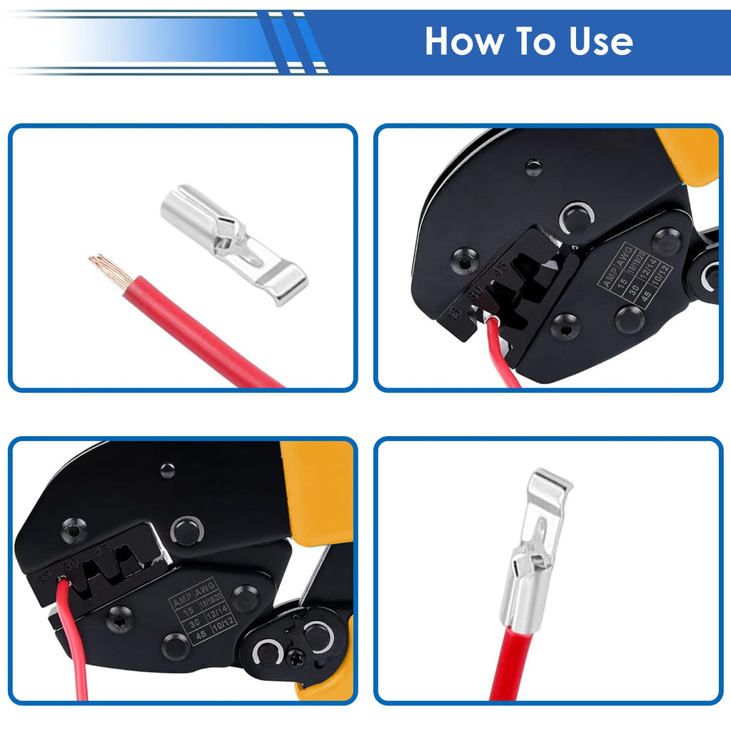 smseace 240Pcs Power Connectors with Crimping Tool 15/30/45 Amp Power Connectors1.5-6mm² (20-10AWG) Quick Disconnect Power connectors Quick Disconnect Terminals Connectors