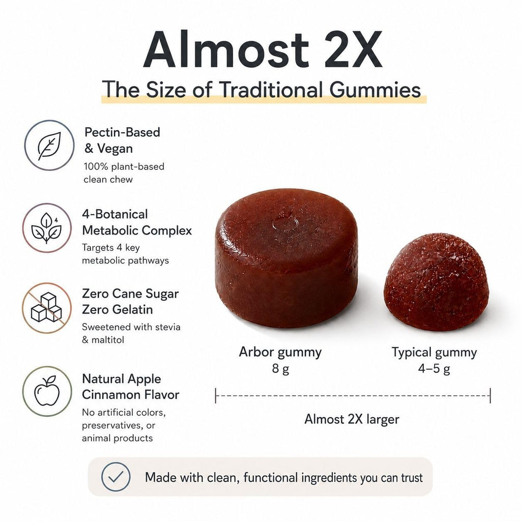 ARBOR ELEMENTS Sugar Balance Gummies – Vegan Herbal Supplement with Ceylon Cinnamon, Banaba, Salacia & Chromium – Supports Healthy Blood Sugar & Carbohydrate Metabolism Function – 60 Gummies