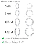 4 Pairs 925 Sterling Silver Small Huggie Hoop Earrings for Women Men