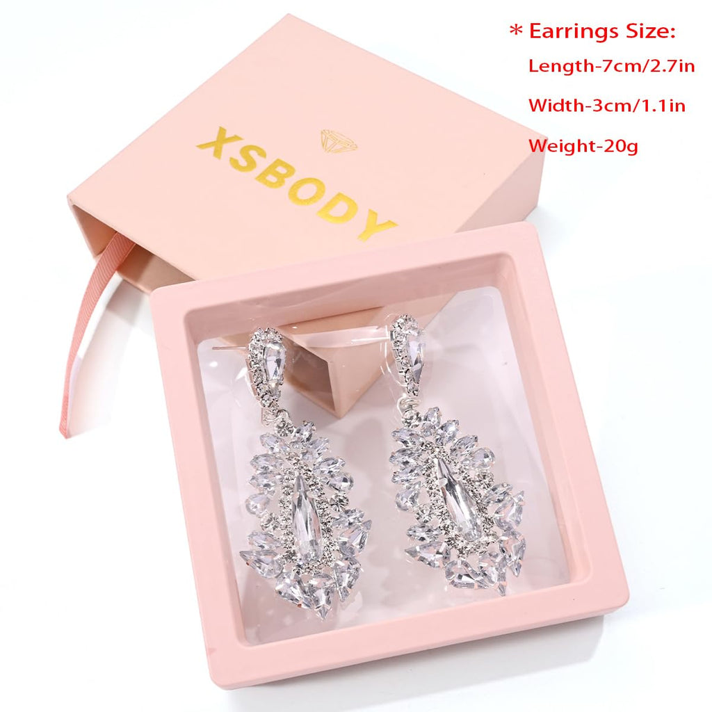 Prom Drop Chandelier Earrings for Women Dangling Bling Hypoallergenic Large Rhinestone Earrings Formal Wedding Jewelry