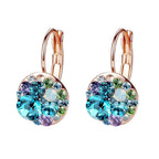 EVEVIC Austrian Crystal Round Cluster Leverback Drop Earrings for Women