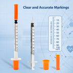 100 Pack Syringes with Needle, 1ml 31G 5/16 Inch 8mm Disposable Syringe, U-100 Lab Tools, Individual Wrapped