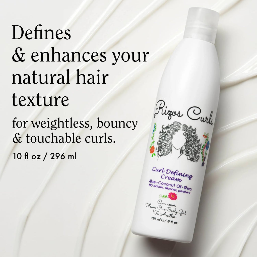 Rizos Curls Curl Defining Cream for Wavy, Curly, Coily Hair – Frizz Control, Defines, Softens, Moisturizes, Adds Shine for 1a–4c Hair Types – Sulfate & Paraben