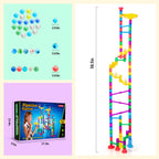 Meland Marble Run - 132Pcs Marble Maze Game Building Toy for Kid, Marble Track Race Set & STEM Learning Toys for Boy Girl Age 3 4 5 6 7 8 9+ (102 Translucent Marbulous Pcs & 30 Glass Marbles)