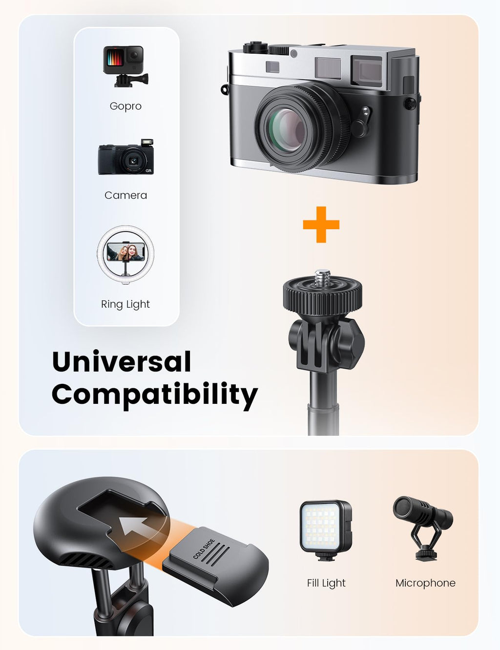 ANXRE 71" Phone Tripod with 1/4" Camera Mount, NT79 Extendable Selfie Stick