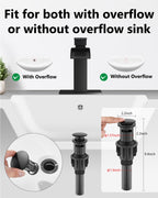 GBBNE Waterfall Bathroom Faucet 1 Hole, Single Hole Bathroom Faucet, Single Handle Vanity Sink Faucet with Deck Plate, Pop-up Drain & Supply Lines, Matte Black