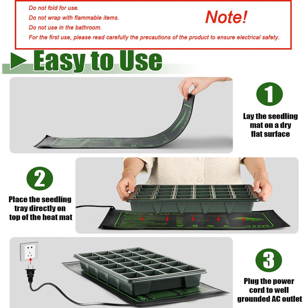 2 Pack Seedling Heat Mat for Seed Starting Plants Germination, 10"x20.5"