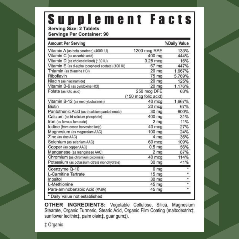 Youngevity Ultimate Daily Mega Multivitamin - 20+ Vitamins and Minerals w/ CoQ10 - Vitamins A, C, D, E, Zinc, Folate, Selenium, Calcium, Chromium, and More - High Absorption -180 Tablets (Pack of 1)