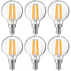 FLSNT G16.5 Dimmable LED Candelabra Bulbs 60W Equivalent, LED E12 Chandelier Light Bulbs, 550LM, CRI90, 5.5W, AC 120V, 6 Pack, 2700K Soft White