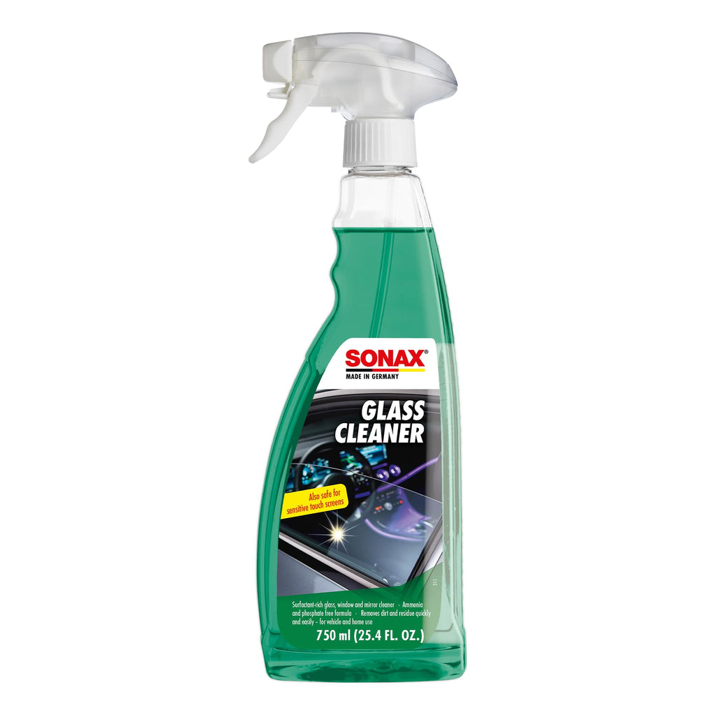 SONAX Glass Cleaner 338400 | Powerful Streak Free Formula for Crystal Clear Windows and Mirrors | Easily Removes Dirt Grease and Grime | Safe for Automotive and Household Use | 750ml