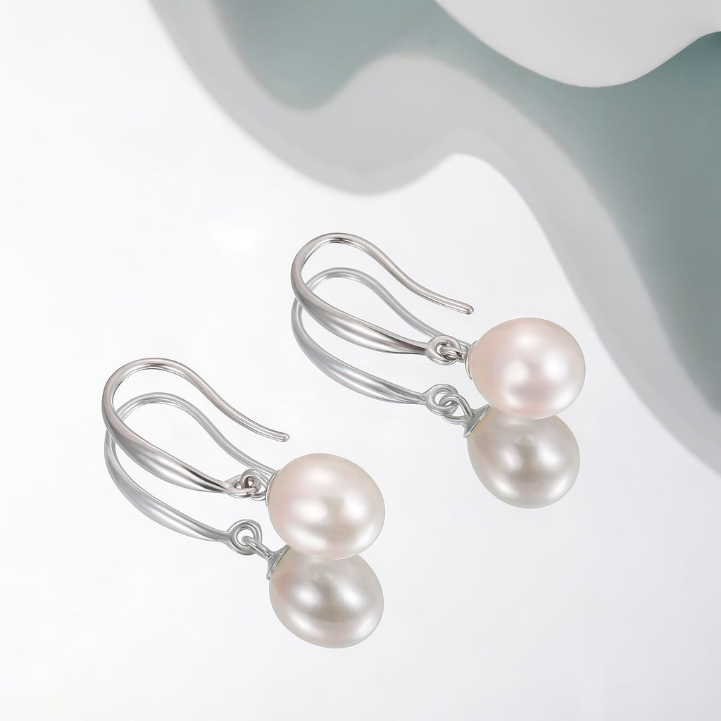 EAMTI Pearl Earrings for Women 925 Sterling Silver Post Drop Earrings