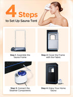 pikulLA Portable Sauna for Home, Personal Portable Steam Sauna Tent with 1200W 3L Steamer Heater, 15 Levels, Remote Control, Foldable Chair, Cozy Big Size 36 * 36 * 71 inches