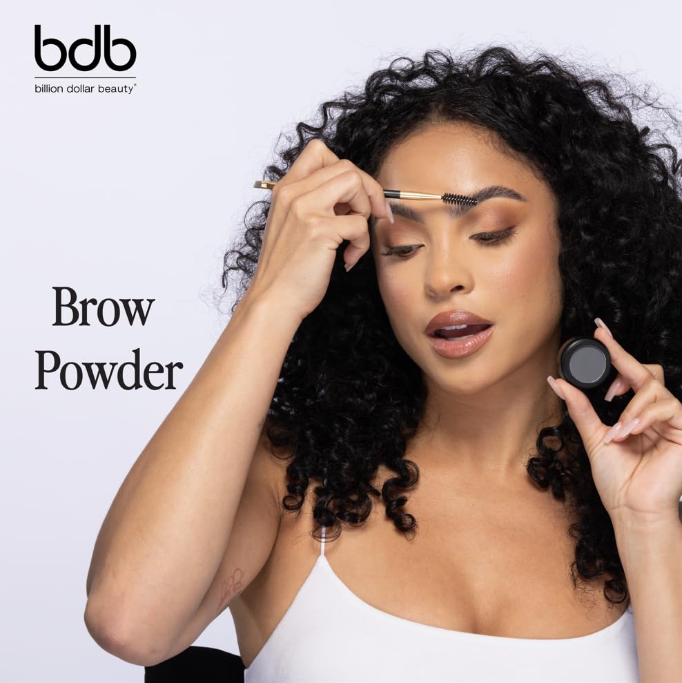 Billion Dollar Brows Eyebrow Powder & Duo Definer Brush – Lightweight, Buildable Formula for Full, Natural Brows, Soft Texture, Seamless Blending, Cruelty-Free & Vegan - Light Brown