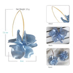 Boho Rose Petal Dangle Resin Earrings - Long Drop Acrylic Tiered Flower Earrings - Statement Exaggerated Floral Tassel Earrings for Women (Pearl Blue)