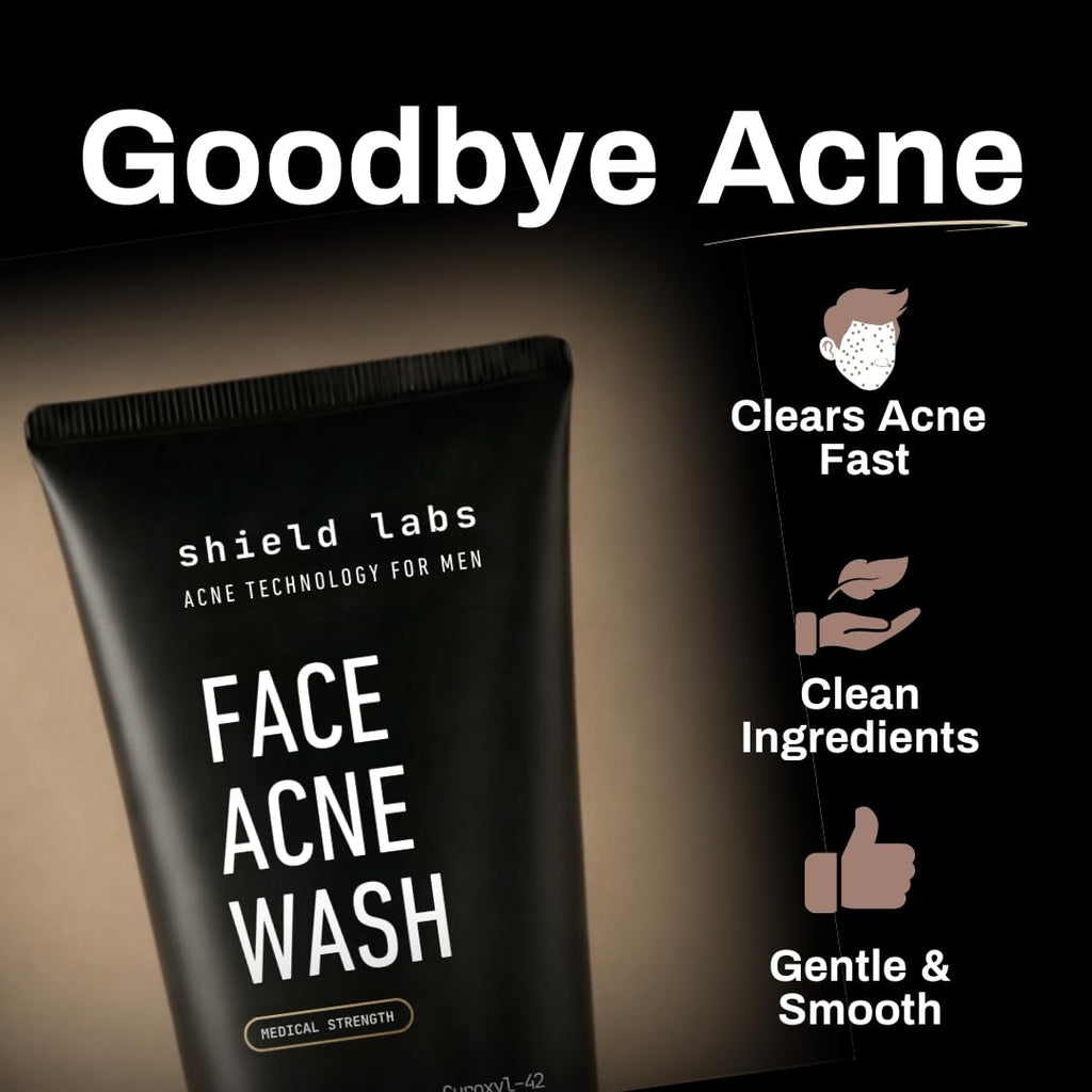 Acne System for Men and Boys, Face Wash, Moisturizer, Pimple Patches, Shield Men's Skin Care Set (4 Months)