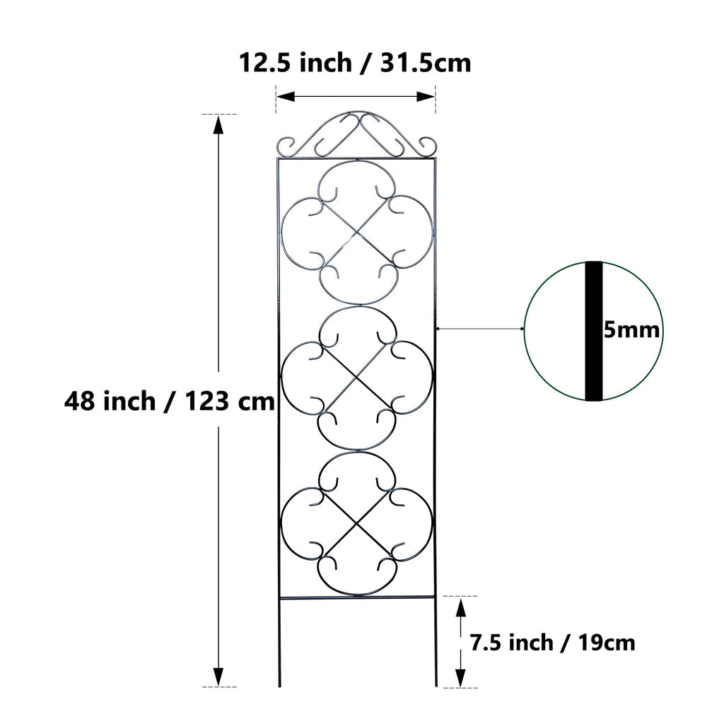 Thealyn 4 Pack 48" x 12.5" Metal Trellis for Potted Plants and Planters