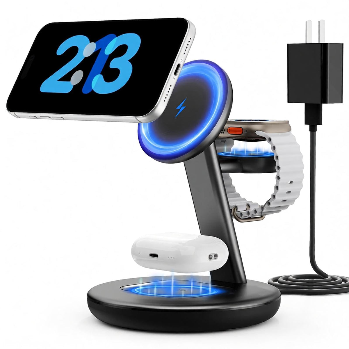 3 in 1 Magnetic Wireless Charger Stand for iPhone Apple Watch AirPods
