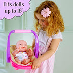 JC TOYS ADJUSTABLE CARRIER – Converts from Rocking Baby Carrier to Feeding Seat – Perfect for Children 2+ , Pink , 16 inches