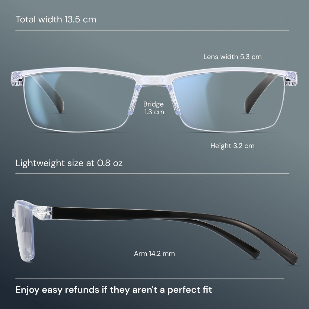 Gaoye Executive Style Reading Glasses Men - Durable Readers with Blue Light Filtering - Comfortable Fit with TR90 Frames
