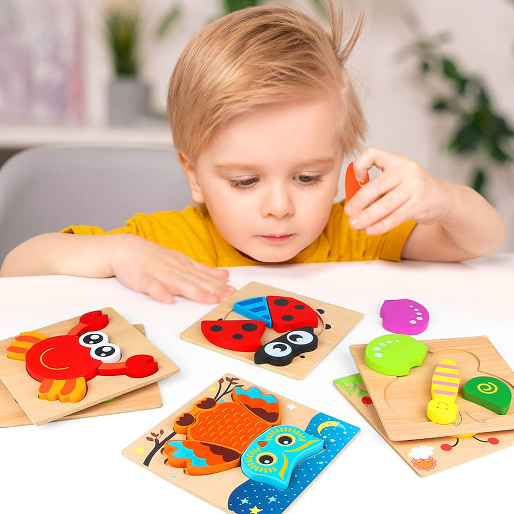 Wooden Toddler Puzzles Montessori Toys: Gifts for 1 2 3 Year Old Boys Girls