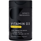 Sports Research® Vitamin D3 w/Coconut MCT Oil - High Potency Vitamin D3 5000iu (125mcg) Supplement for Immune & Bone Support - Seed Oil Free - Non-GMO - Gluten Free (360 Liquid Softgels)