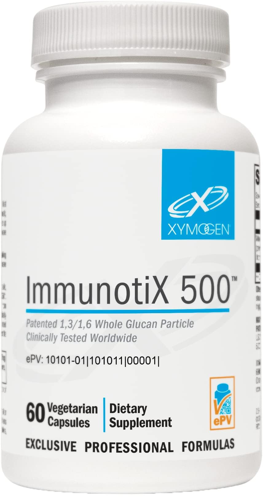 XYMOGEN ImmunotiX 500-500 mg of Wellmune Beta-Glucan for Daily Immune Support - Vegetarian, Non-GMO & Gluten-Free - 60 Capsules