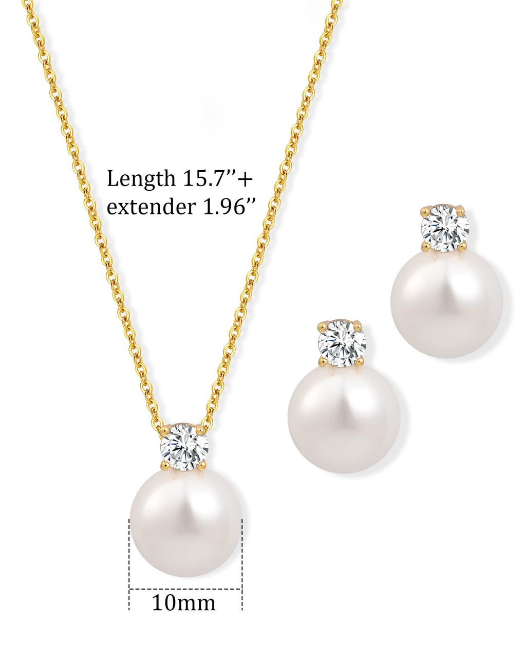 Watforsh 14K Gold Plated Pearl Jewelry Set for Women
