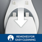 CHURCH Toilet Seat, Easy Clean Hinges Release for Deep Cleans, Durable Enameled Wood Seat, Elongated, White