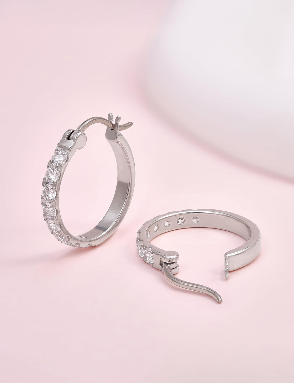 Limerencia G23 Pure Titanium Hypoallergenic Hoop Earrings, F136 Titanium Huggie Studs for Women Sensitive Ears (20 mm hoop silver)