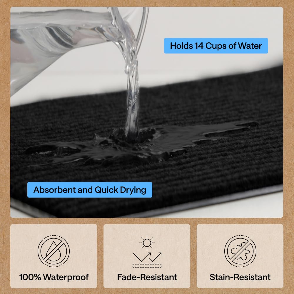 GORILLA GRIP Waterproof Traffic Guard Door Mat, 72x48 Heavy Duty Entryway Floor Mats, Strong Backing Commercial Utility Rugs, Office Hallway, Garage, Home, Low Profile Carpet Runner, Black