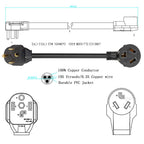 1.5FT 3 Prong to 4 Prong Dryer Adapter, 4 Prong to 3 Prong Dryer Adapter, NEMA 14-30P Male to 10-30R Female, Dryer Cord Adapter 4 to 3 Prong, STW 10AWG, 30A, 250V