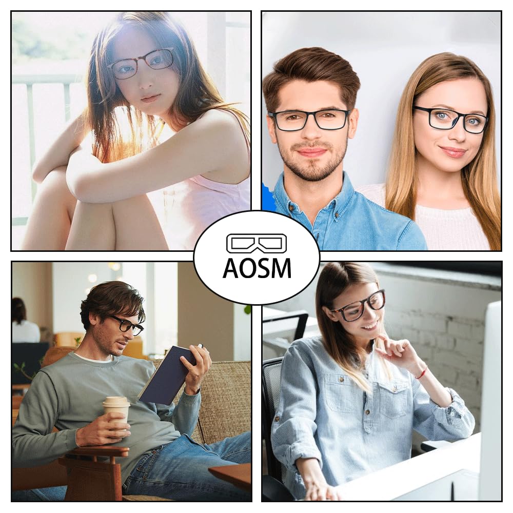 AOSM Blue Light Blocking Glasses, Blue Blocker Computer Glasses for Men Women, Anti Glare 400 UV & Eye Strain Fake Square Glasses