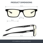 GUNNAR - Premium Reading Glasses - Blocks 35% Blue Light - Vertex, Onyx, Clear Tint, Pwr +2.0