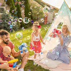 EagleStone 2 Bubble Guns Machine for Kids,8 Hole Light Up Bubble Maker with 4 Refill Solution and 10 Bubble Concentrate for Toddlers,Party Favors Birthday Fun Gifts for Girl Boy Outdoor Toy