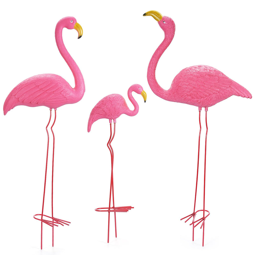 Ohuhu Family Flamingo Yard Ornaments, Set of 3 (32", 31", 19"), Pink