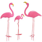 Ohuhu Family Flamingo Yard Ornaments, Set of 3 (32", 31", 19"), Pink