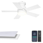 Phylluz 32'' Small Ceiling Fan with Light, Mini Low Profile Flush Mount Fan for Hallway & Closet, Quiet DC Motor, Modern Tiny Space Ceiling Fan with App/Remote Control, White