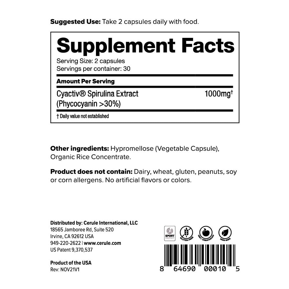 Cerule Cyactiv Natural Inflammation Supplement – Whole Body Balance and Cellular Protection Formula – Supports Stem Cell Health, Immune Function, Joint Comfort, Mobility, and Recovery – 60 Capsules