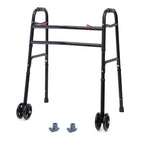 AireMed Bariatric Walker with 5" Wheels – Folding Walker Skis Glides Included - Extra Wide 600 lb Capacity - Adjustable Height - Sturdy Black Steel Frame - Ideal for Seniors and Mobility Support