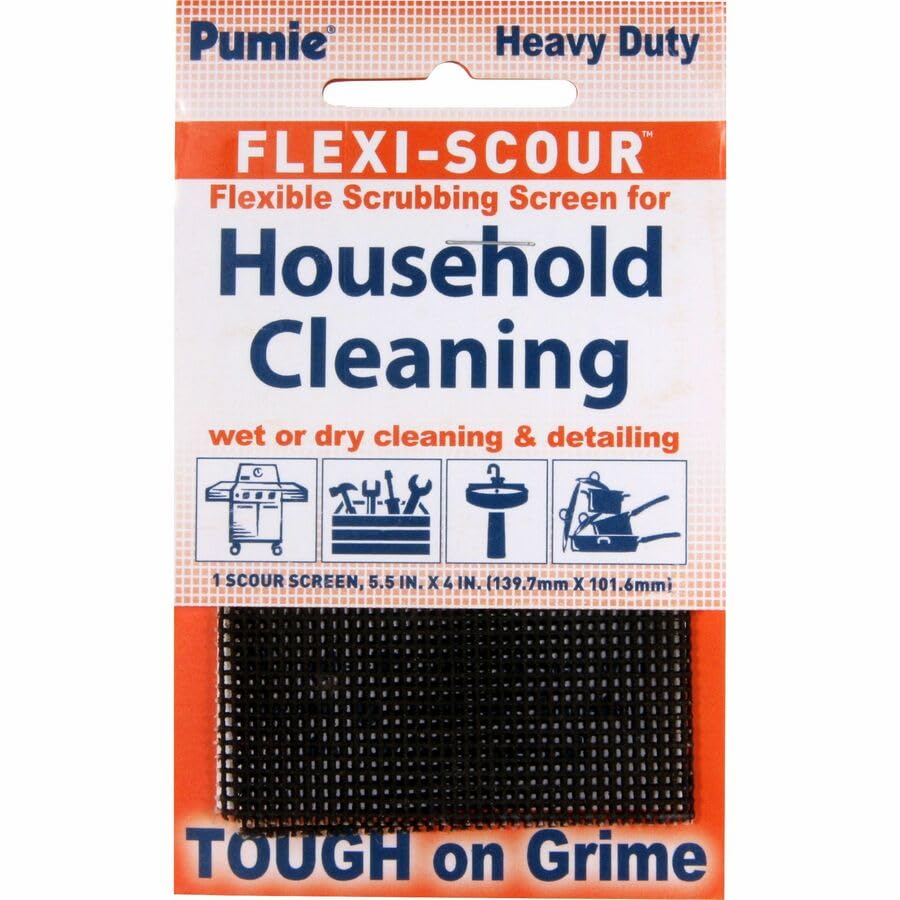 PUMIE Flexi-Scour, 5.5 x 4 Inch Flexible Scrubbing Screen for Household Cleaning, Flexible Scouring Mesh Pad, FLEX-12 C Abrasive Grit Cleaning Screen for Grill, Removes Carbon, Rust, Scale(Pack of 48)