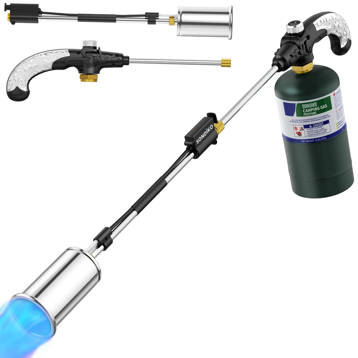 Sondiko Propane Torch Weed Burner, 30" Detachable Weed Torch, Blow Torch