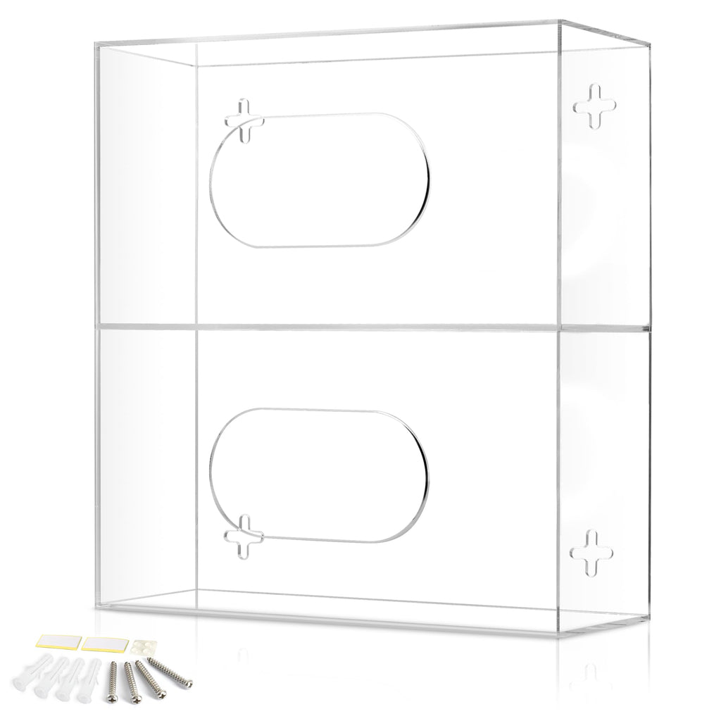 Double Glove Box Holder Wall Mount Glove Dispenser - Disposable Glove Holder Wall Mount Glove Station for Medical Gloves, Multipurpose Kitchen Gloves Holder - Includes Hanging Hardware