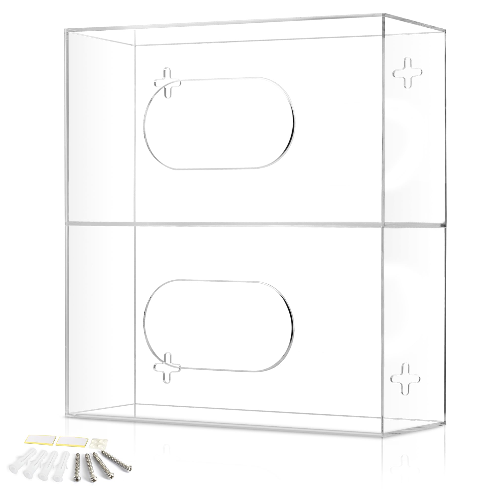 Double Glove Box Holder Wall Mount Glove Dispenser - Disposable Glove Holder Wall Mount Glove Station for Medical Gloves, Multipurpose Kitchen Gloves Holder - Includes Hanging Hardware