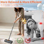 3 in 1 Floor Scrub Brush,Floor Scrubber with Squeegee and Tweezer, Push Broom with Long Handle,Heavy-Duty Stiff 90° Bristle Broom for Patio,Shower, Garage,Deck,Tile, Concrete & Wood Surface