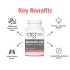 ARG Quercetin 300 - Supports Mast Cell and Histamine Response - Includes Vitamin C - Delivers 300 mg Quercetin Per Capsule - Vegetarian & Hypoallergenic - 30 Servings - 60 Capsules