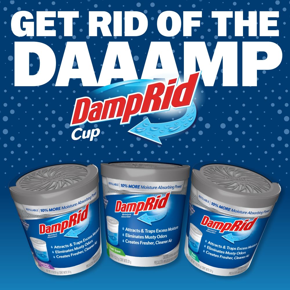 DampRid Refillable Moisture Absorber, 11 oz., 6-Pack - Fresh Scent Moisture Absorbers, 10% More Absorbing Power*, Eliminates Musty Odors for Fresher, Cleaner Air