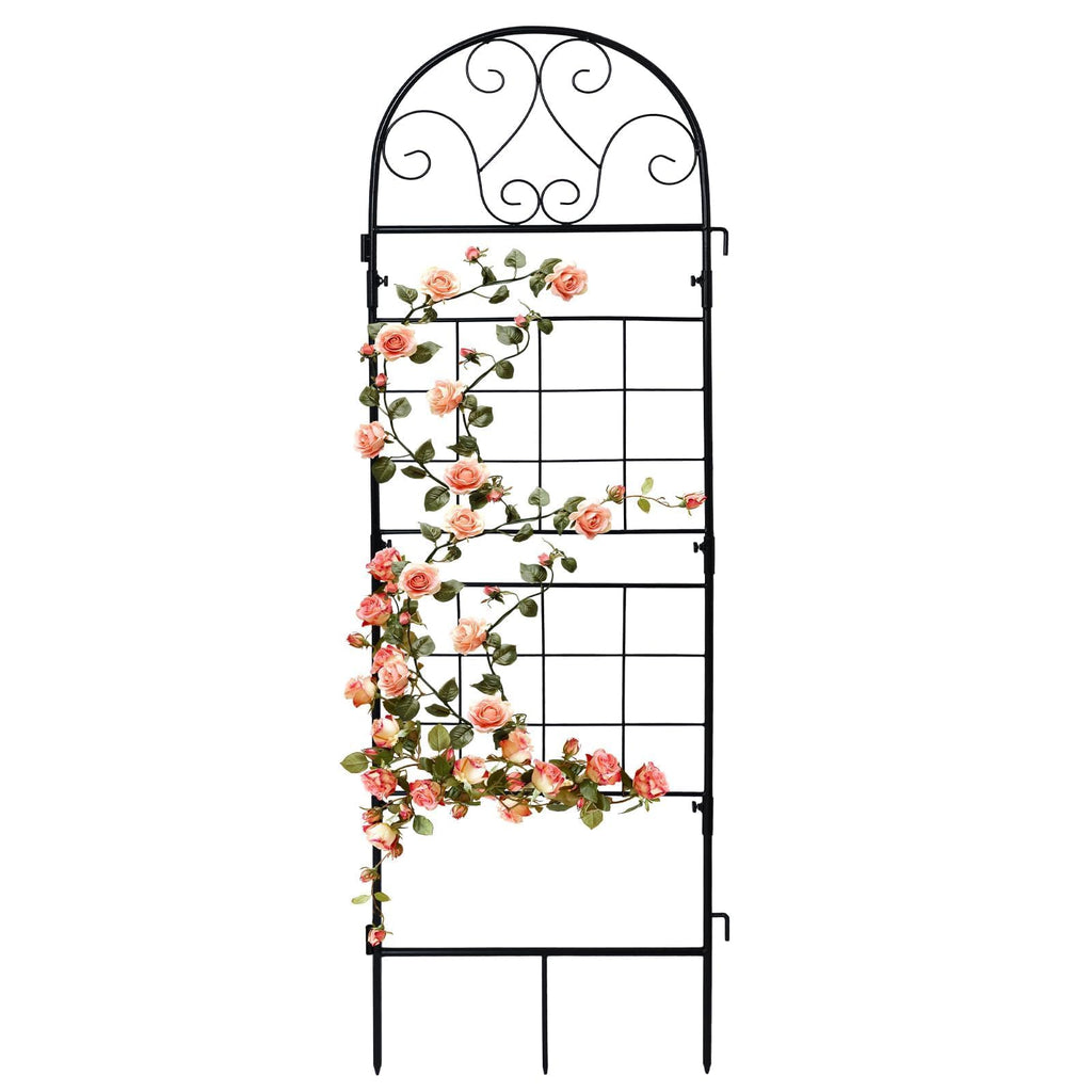hogardeck 1PC 45x14 Inch Heavy Duty Metal Trellis - Black Rustproof Coated Outdoor Garden Support for Climbing Plants, Roses, Vegetables