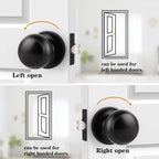 Probrico Black Door Knobs, Keyless Flat Ball Interior Door Knobs for Hallway Closet, Matte Black Passage Door Knob, 10 Pack